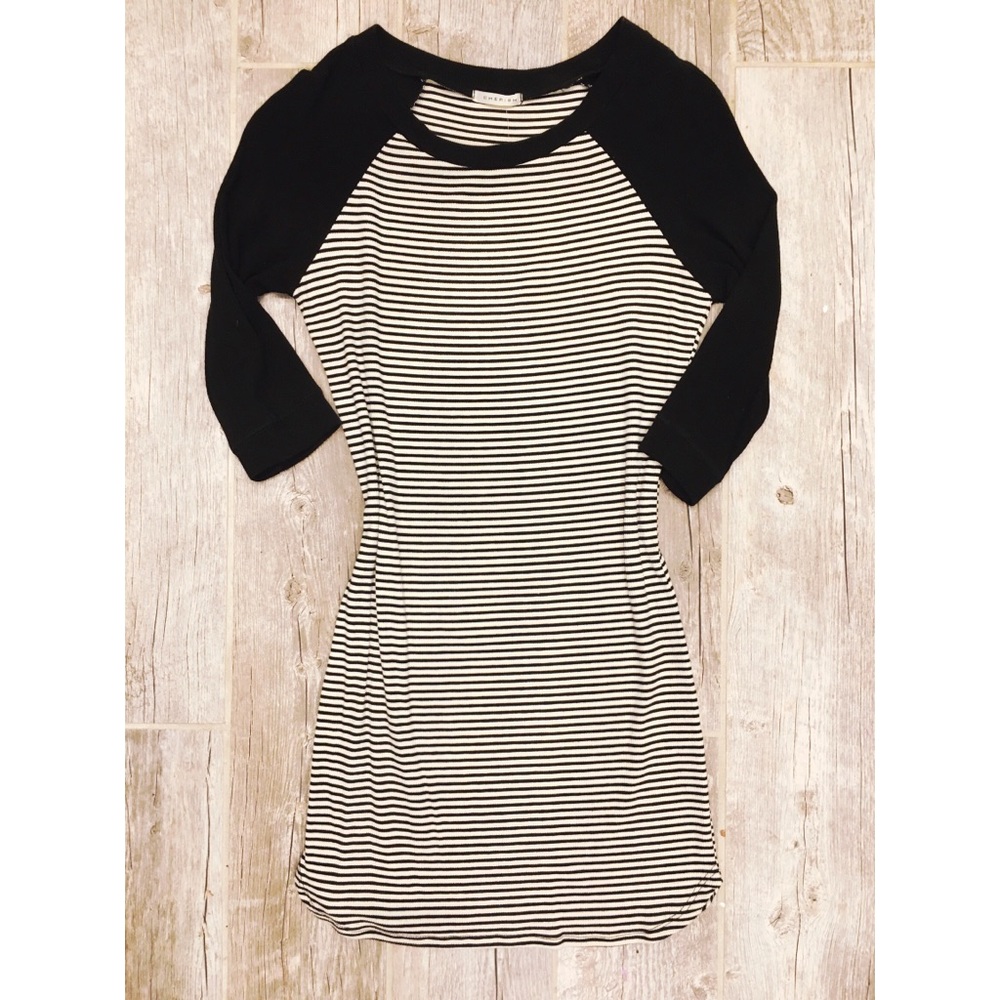 Black and White Striped Fitted Dress Casual